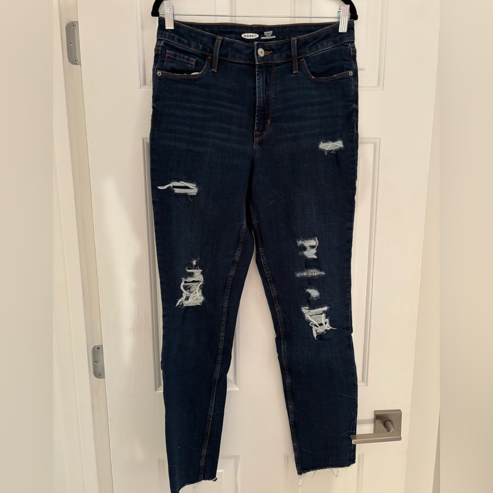 Old Navy Rockstar dark wash distressed skinny jeans $55 - 10 Tall